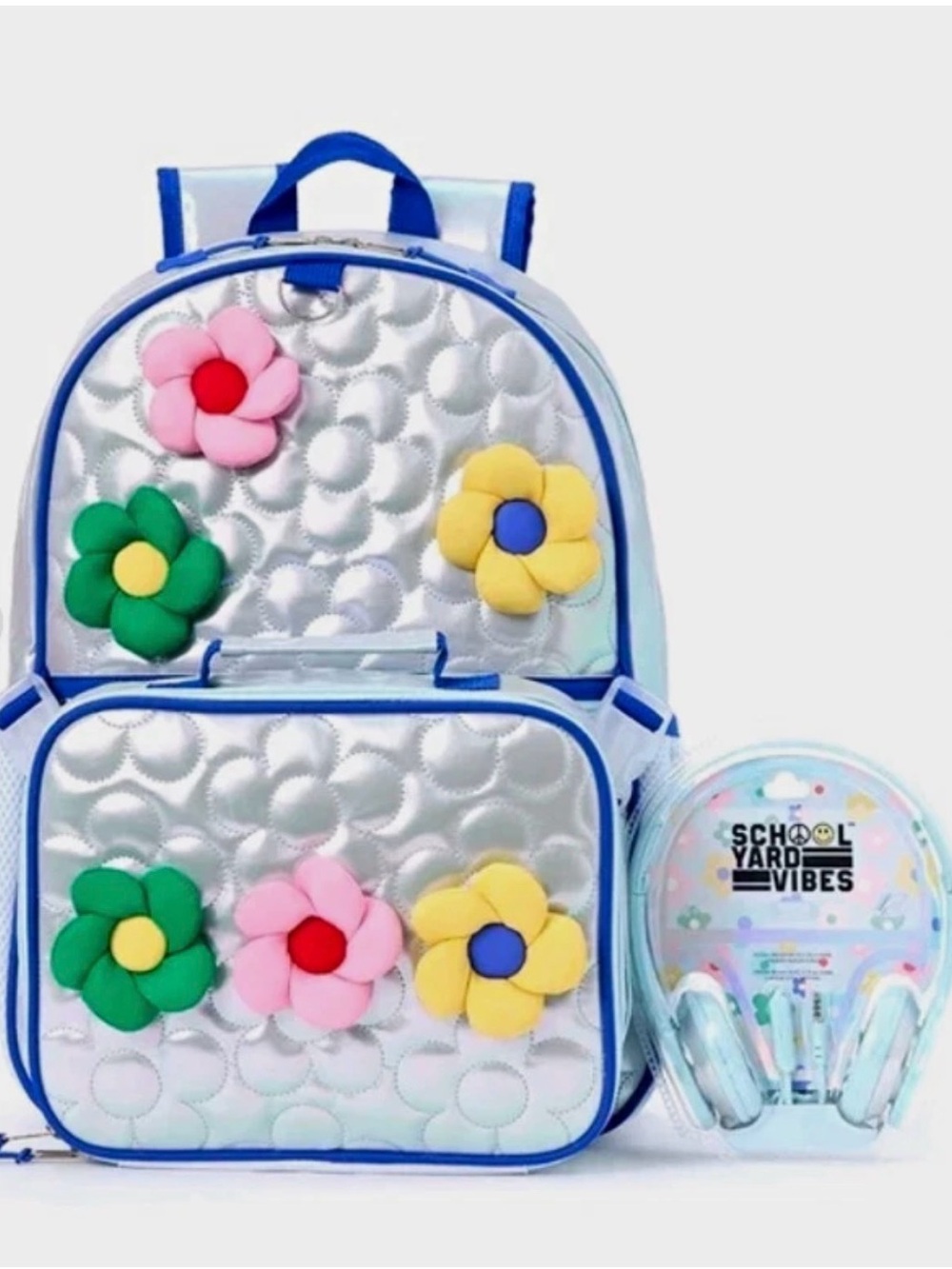 Schoolyard Vibes 3-Piece Backpack Set with Insulated Lunch Bag Headphone